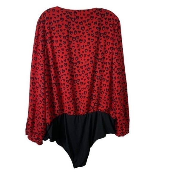 New-City Chic red black One piece lowcut Bodysuit Blouse Top plus 18/M - Picture 4 of 12
